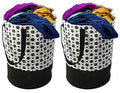 Agroha Printed Waterproof Canvas Laundry Bag, Toy Storage, Laundry Basket Organizer 45L bags (Pack of 2, Black Pulka dot)