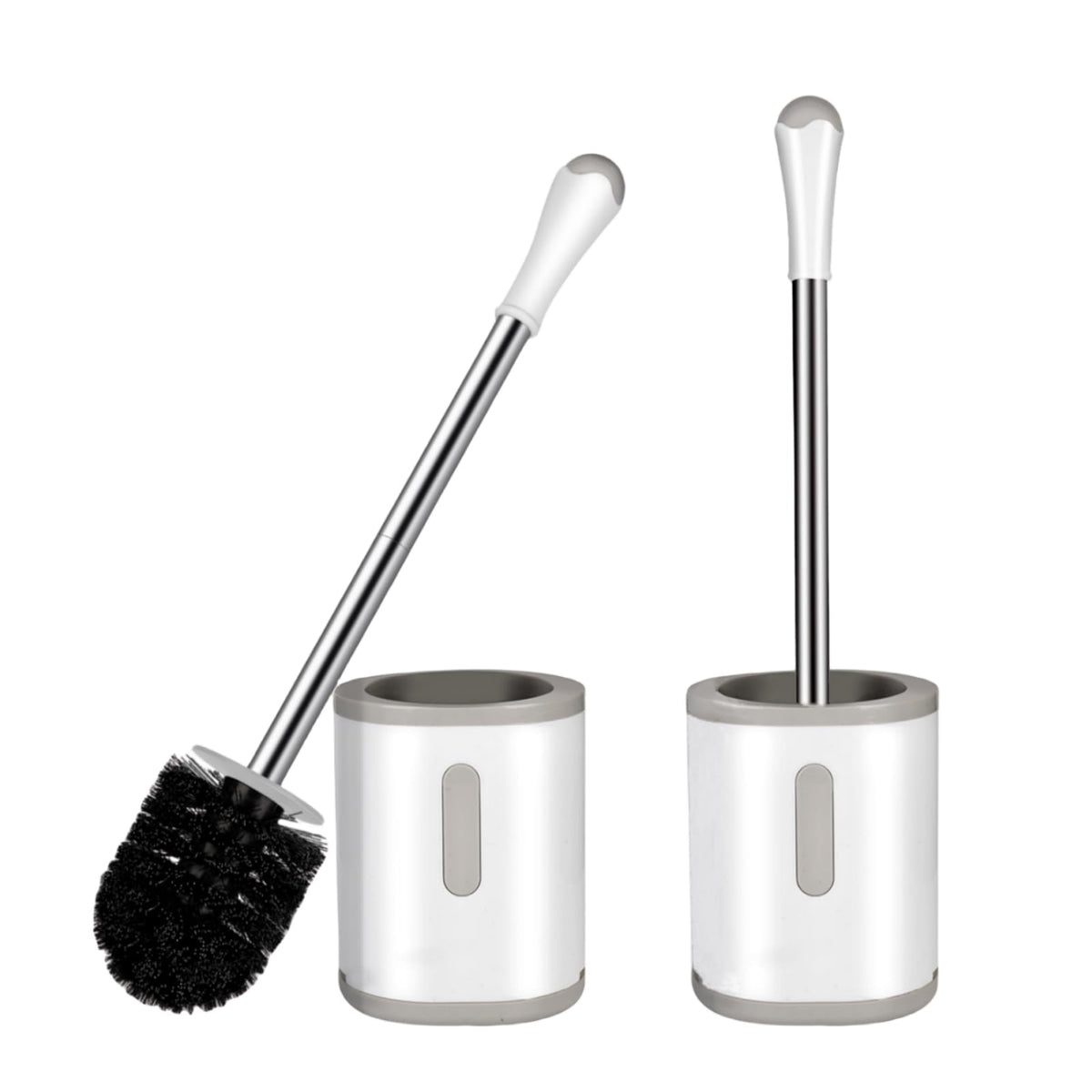 Toilet Brush and Holder, 2 Pack Compact Size Toilet Bowl Brush with Stainless Steel Handle, Small Size Plastic Holder Easy to Hi