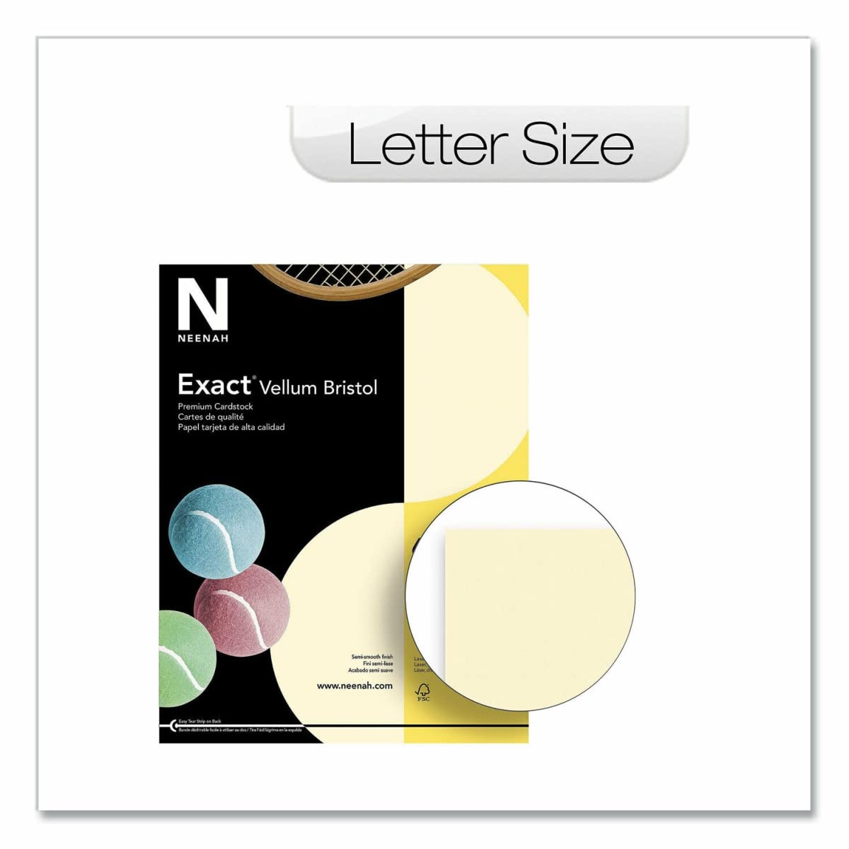 Neenah 67-Lb. Exact Vellum Bristol Card Stock, 8-1/2 X 11-Inch, Letter, Ivory, 250/Pack (81368/82368)