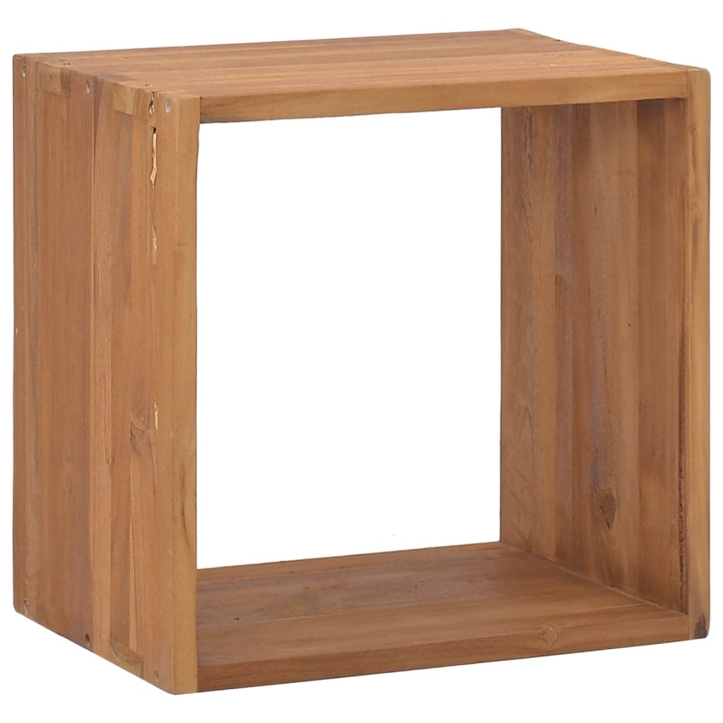 vidaXL Bedside Cabinet in Solid Teak Wood - Cube Shaped, Rustic Farmhouse Style Bedroom Furniture with Ample Storage Space, Durable and Easy-to-Assemble