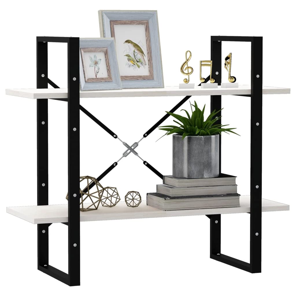 vidaXL 2-Tier Book Cabinet White 31.5&quot;x11.8&quot;x27.6&quot; Solid Pine Wood