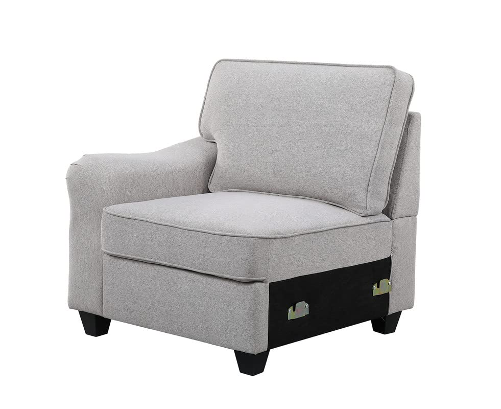 Lilola Home Leo Light Gray Linen 8Pc Modular L-Shape Sectional Sofa and Ottoman