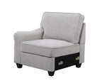 Lilola Home Leo Light Gray Linen 8Pc Modular L-Shape Sectional Sofa and Ottoman