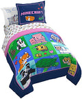 Jay Franco Minecraft Animal Patch 7 Piece Full Bed Set - Includes Comforter & Sheet Set Bedding - Super Soft Fade Resistant Micr