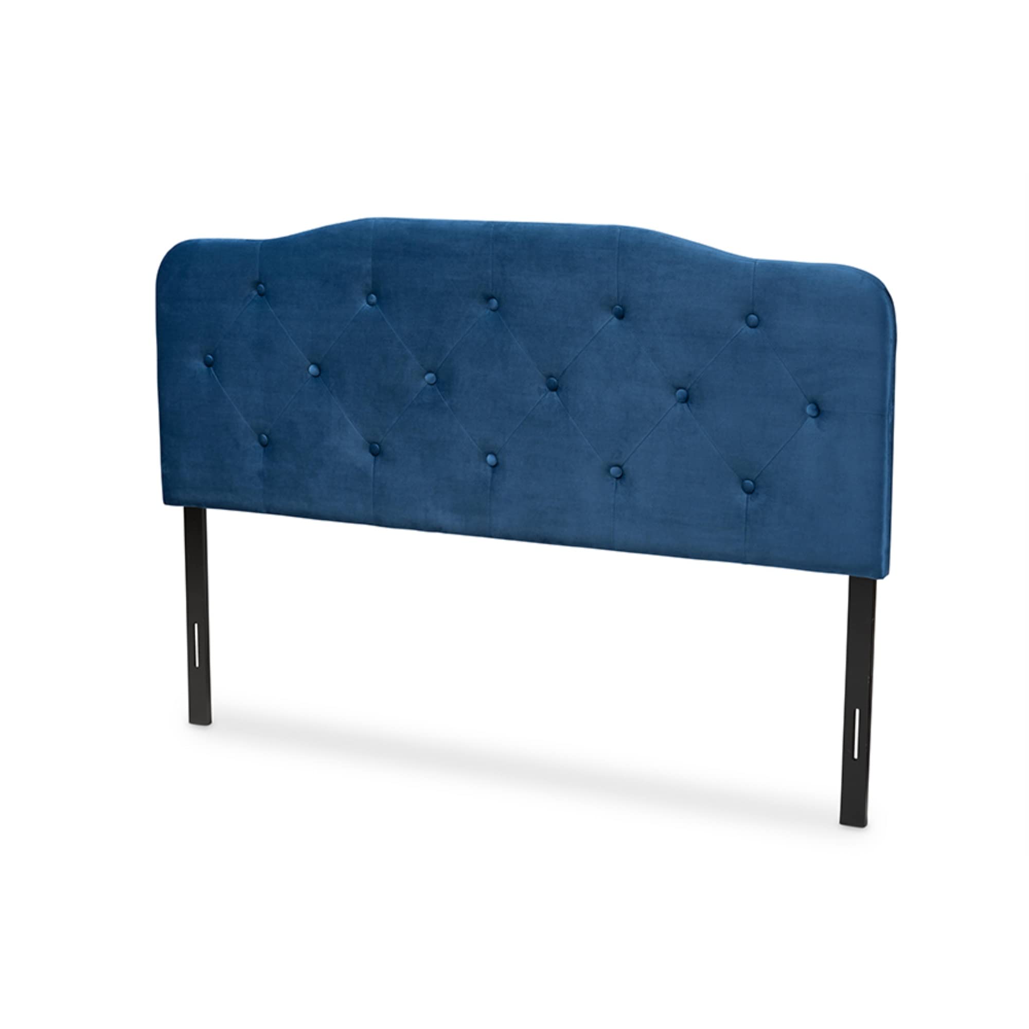 Baxton Studio Gregory Modern and Contemporary Navy Blue Velvet Fabric Upholstered Queen Size Headboard