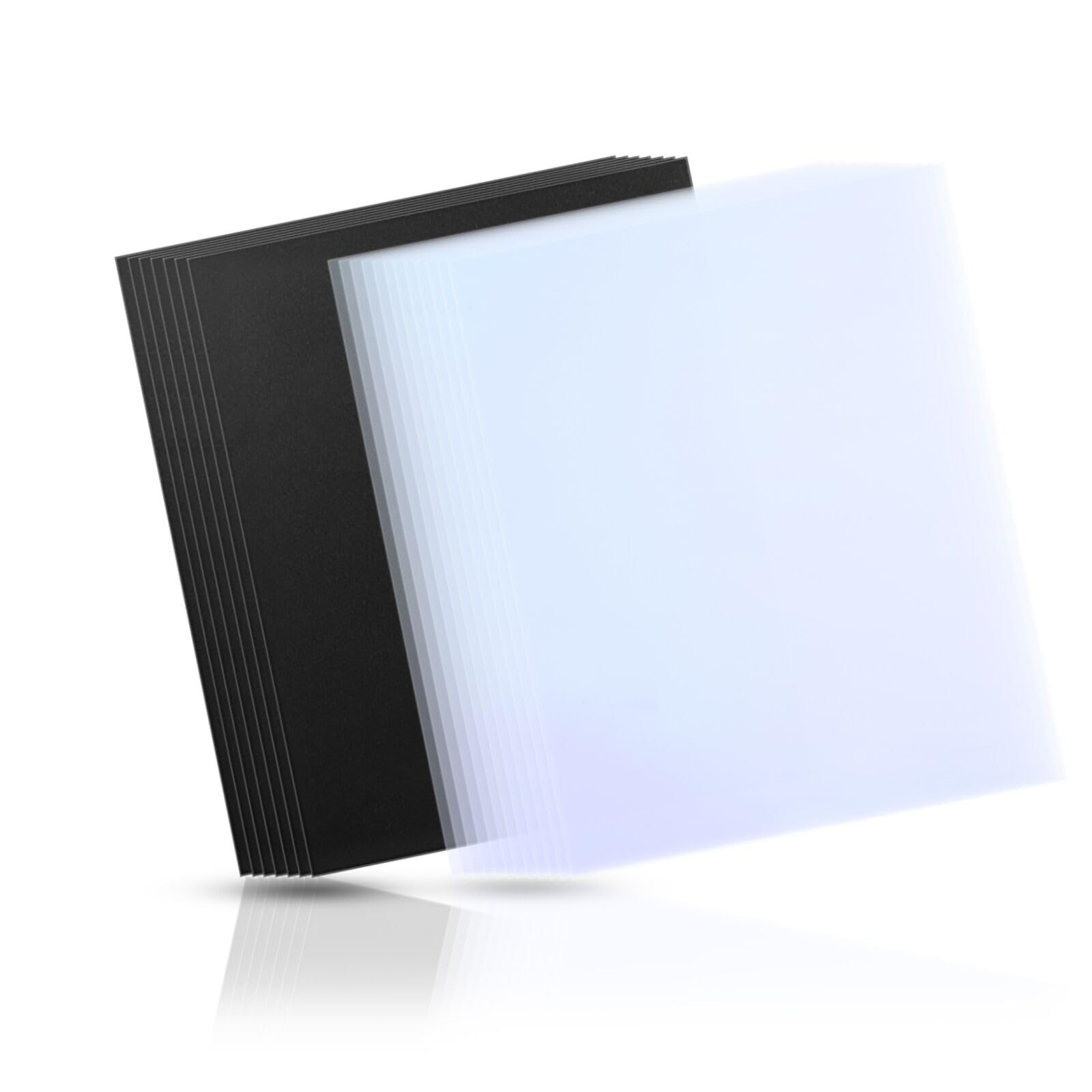 Houyee 100 Pack Binding Covers Set, 8.5X11 Inches, Including 50 Pcs 8 Mil Clear Binding Covers, 50 Pcs 12 Mil Black Sand Plastic