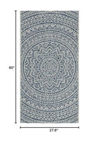 Safavieh Courtyard Collection Accent Rug - 2'3' X 5', Light Grey & Blue, Non-Shedding & Easy Care, Indoor/Outdoor & Washable-Ideal For Patio, Backyard, Mudroom (Cy8734-36812)