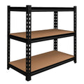 Bonkaso Adjustable Set Of 3Shelf Metal Storage Shelving Unit, Steel Bootless Rivet Utility Display Rack Garage Shelves,27 Inche