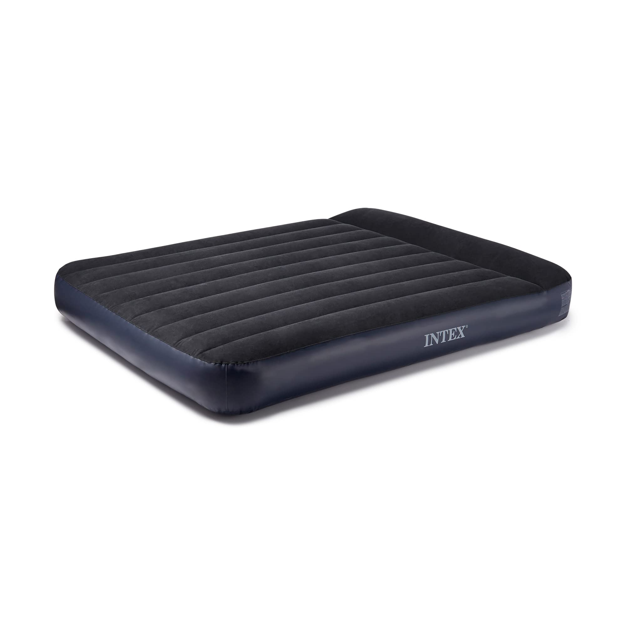 Intex Dura Beam Standard Classic Fiber-Tech Inflatable Pillow Rest Airbed Mattress With Built-In Electric Pump And Carry Bag, Qu