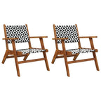 vidaXL Outdoor 3 Piece Bistro Set- Comfortable, Durable Solid Acacia Wood and Poly Rattan Material, Stylish Lattice Design Chairs and Square Table, Garden/Patio Furniture Set, Brown