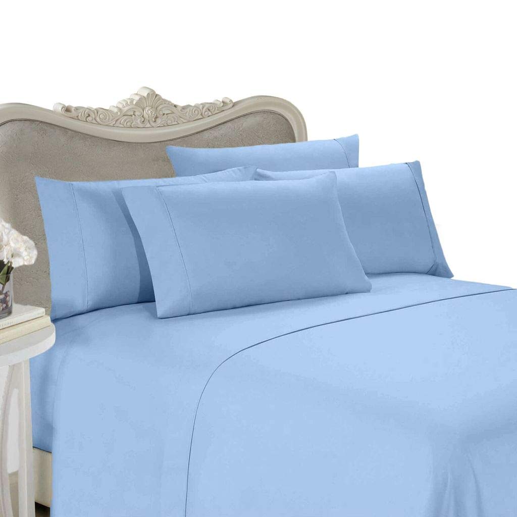 Luxurious Blue Solid Solid/Plain, Queen Size, 1500 Thread Count Ultra Soft Single-Ply 100% Egyptian Cotton, Extra Deep Pocket Fo