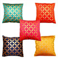 Vireo Jaipur Silk Multicolour 18X18 Inch Cushion Cover Set Of 5 Pcs 0053