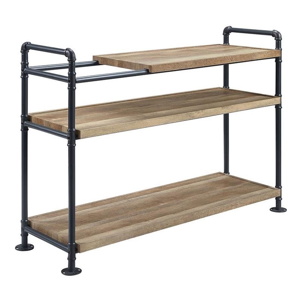 Acme Brantley Bookshelf with 3 Wooden Shelves in Oak and Sandy Black