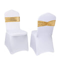 Eternal Beauty Set of 50 Sequin Chair Bands Bows Gold Chair Sashes for Banquet Chair Wedding Party Decorations