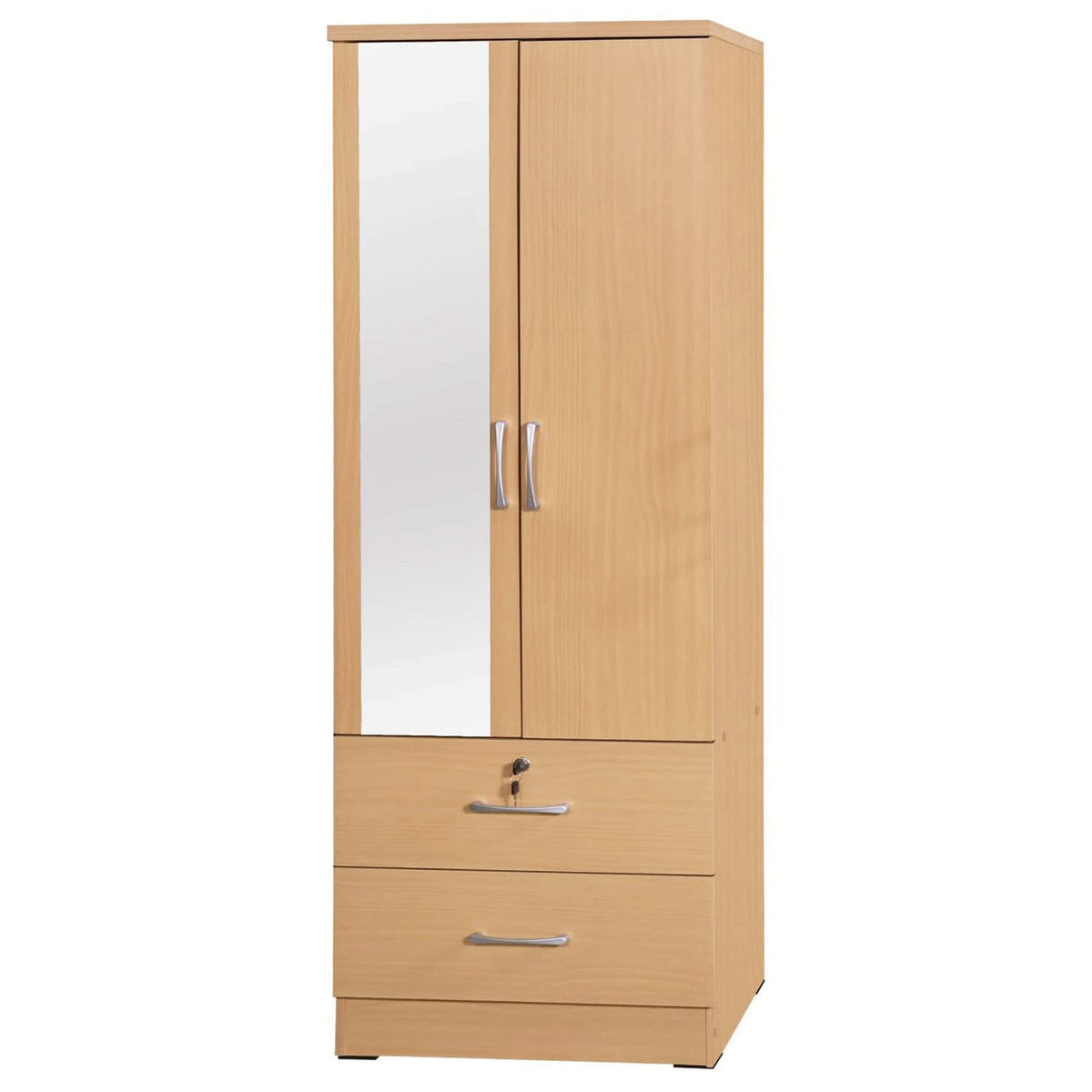 Better Home Products Grace Armoire Wardrobe With Mirror & Drawers Beech (Maple)