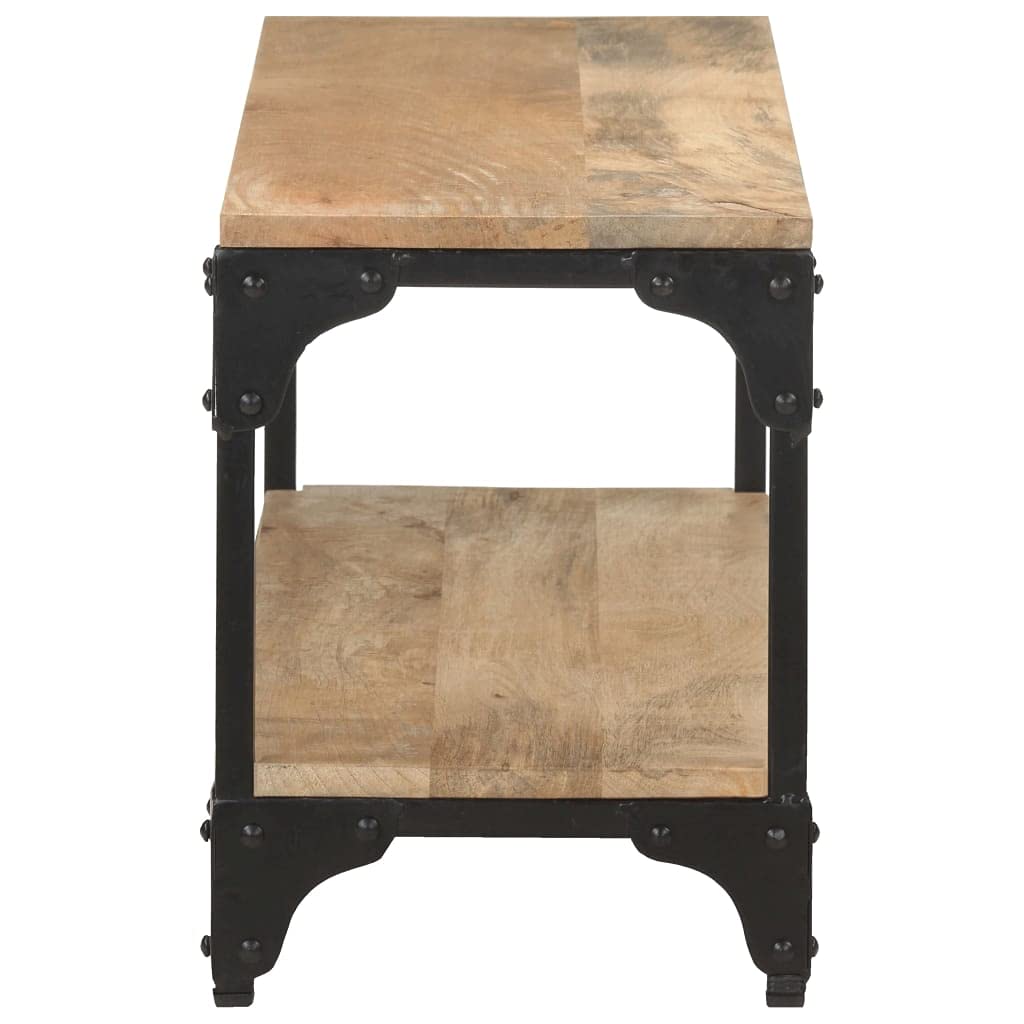 vidaXL Coffee Table - Industrial Style Solid Mango Wood with Black Powder-Coated Steel Frame - Ample Storage for Books and Magazines - Unique Wood Grains Design - Easy Assembly, Brown.