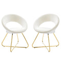 Modway Nouvelle Moday Performance Velvet Dining Chairs in Gold White-Set of 2