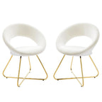 Modway Nouvelle Moday Performance Velvet Dining Chairs in Gold White-Set of 2
