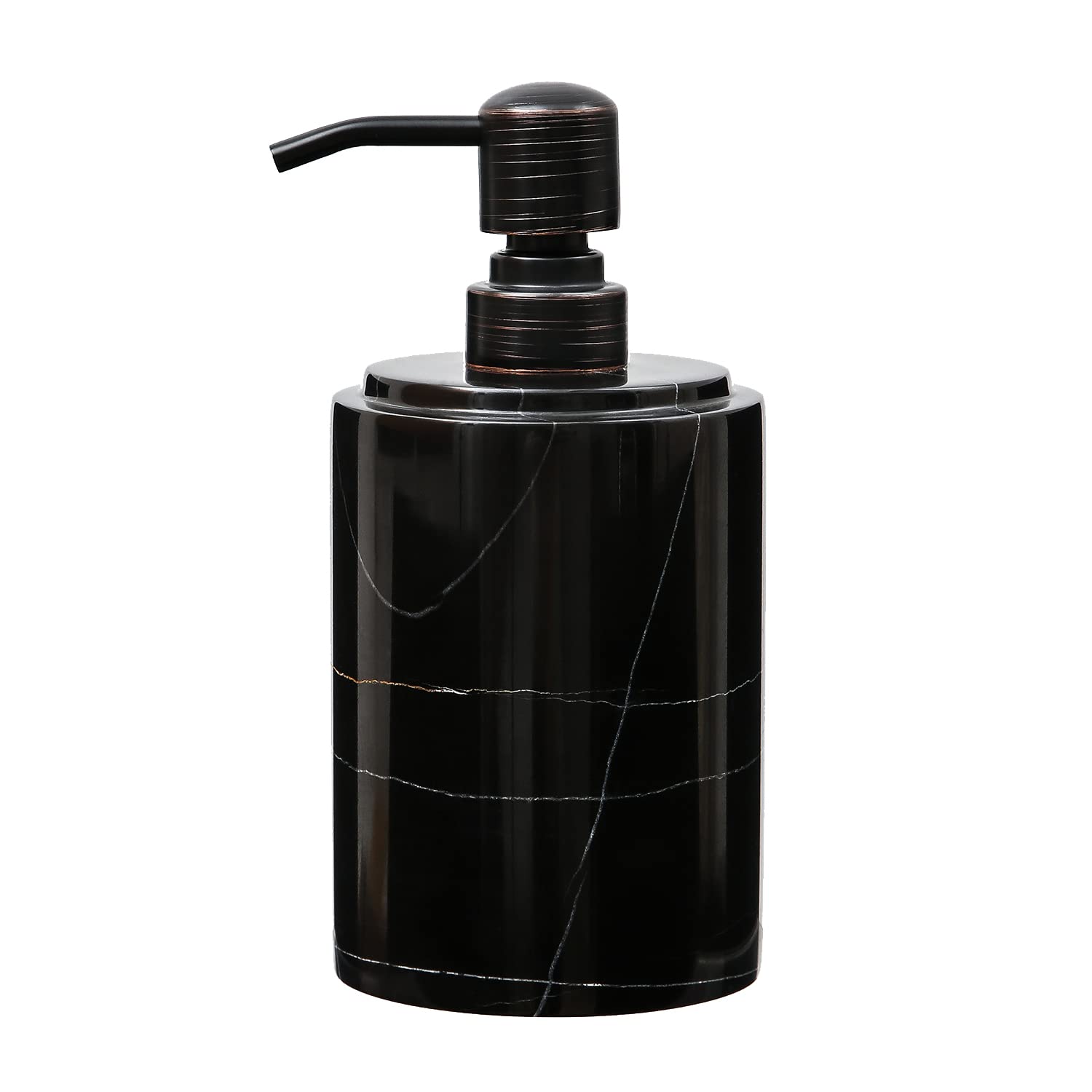 JIMEI Black Marble Soap Dispenser Hand or Dish for Bathroom & Kitchen - Decorative Natural Marble Stone Liquid Soap/Lotion Dispe