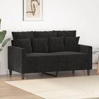vidaXL Modern 2-Seater Black Velvet Sofa with Sturdy Metal Frame – Deep Comfort Seat - Ideal for Living Room, Lounge, or Home Office