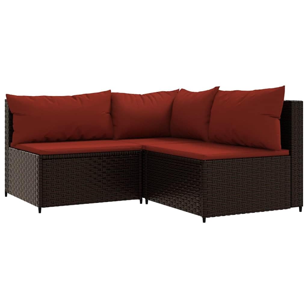 vidaXL Brown Poly Rattan Patio Lounge Set - Outdoor Sofa Set with Cushions - Weather-, Sturdy Steel Frame, Modular Design, Comfo