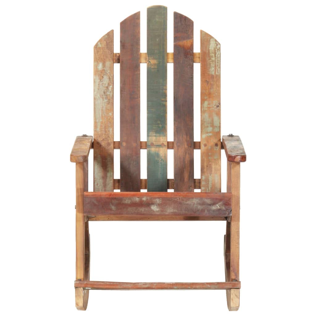 vidaXL Outdoor Rocking Chair, Eco-Conscious Reclaimed Wooden Design, Vintage-Inspired Construction, Multicolor, Excellent Craftsmanship, Unique Patio Furniture Piece