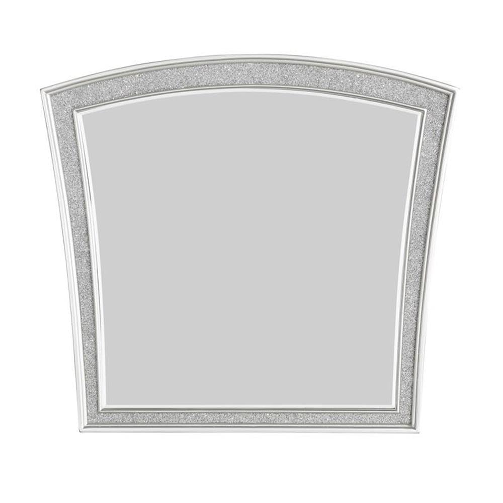 Acme Maverick Wooden Mirror In White Platinum