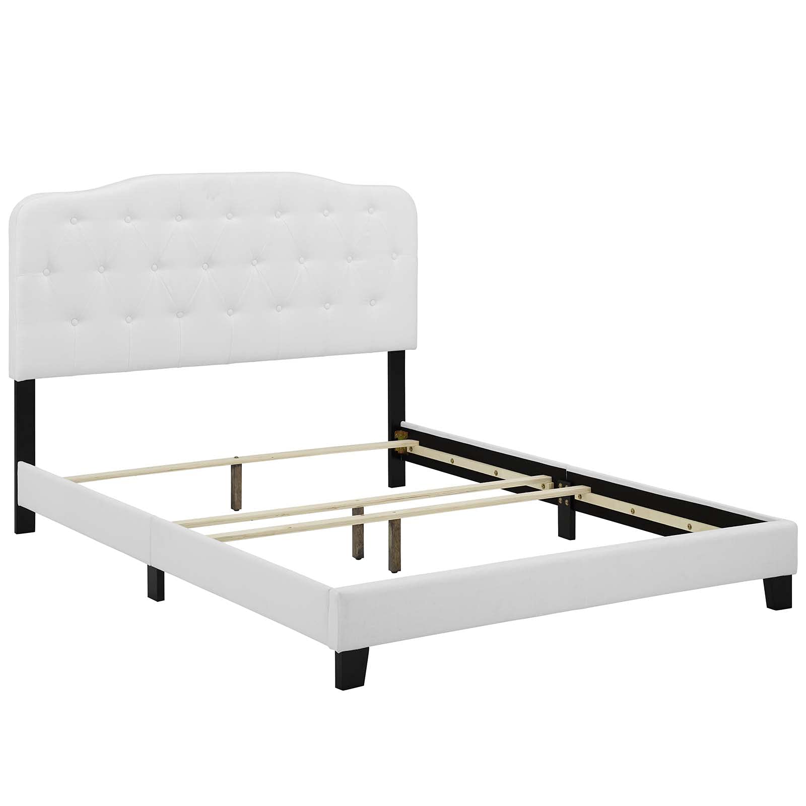 CasaFoyer Amelia King Bed | Luxurious Chic Style | Button-Tufted Headboard | Solid Wood Construction | Non-Marking Legs | Sturdy & Stable | Upholstered Frame | Box Spring Required | 800 lbs Weight Capacity