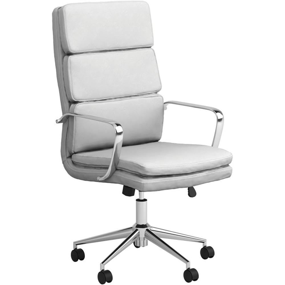 Coaster Furniture High Back Upholstered White and Chrome Office Chair 801746