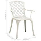 vidaXL 5 Piece Bistro Set - White Cast Aluminum Patio Garden Furniture Set with Round Table and 4 Chairs, Elegant Design, Weather and Rust-Resistant, Umbrella Hole Feature