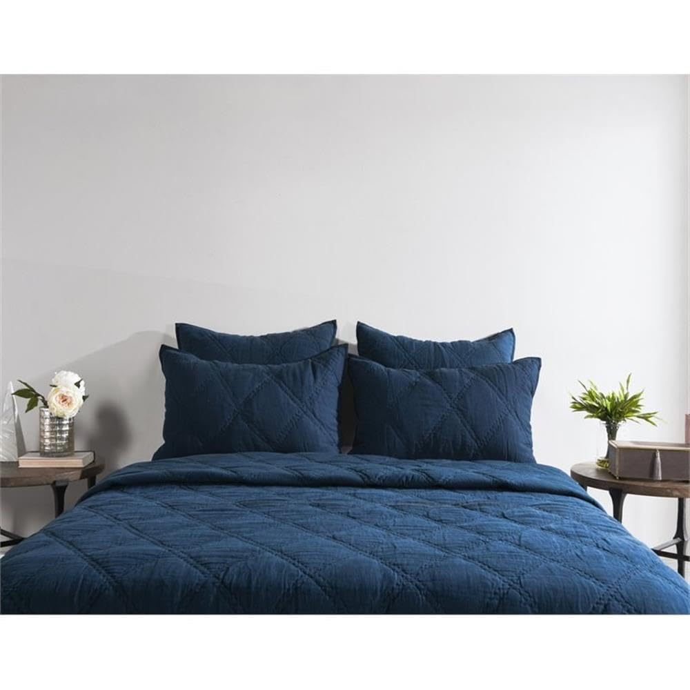 Kosas Home Casi 20X36 Belgian Flax Linen Fabric King Sham In Midnight Blue