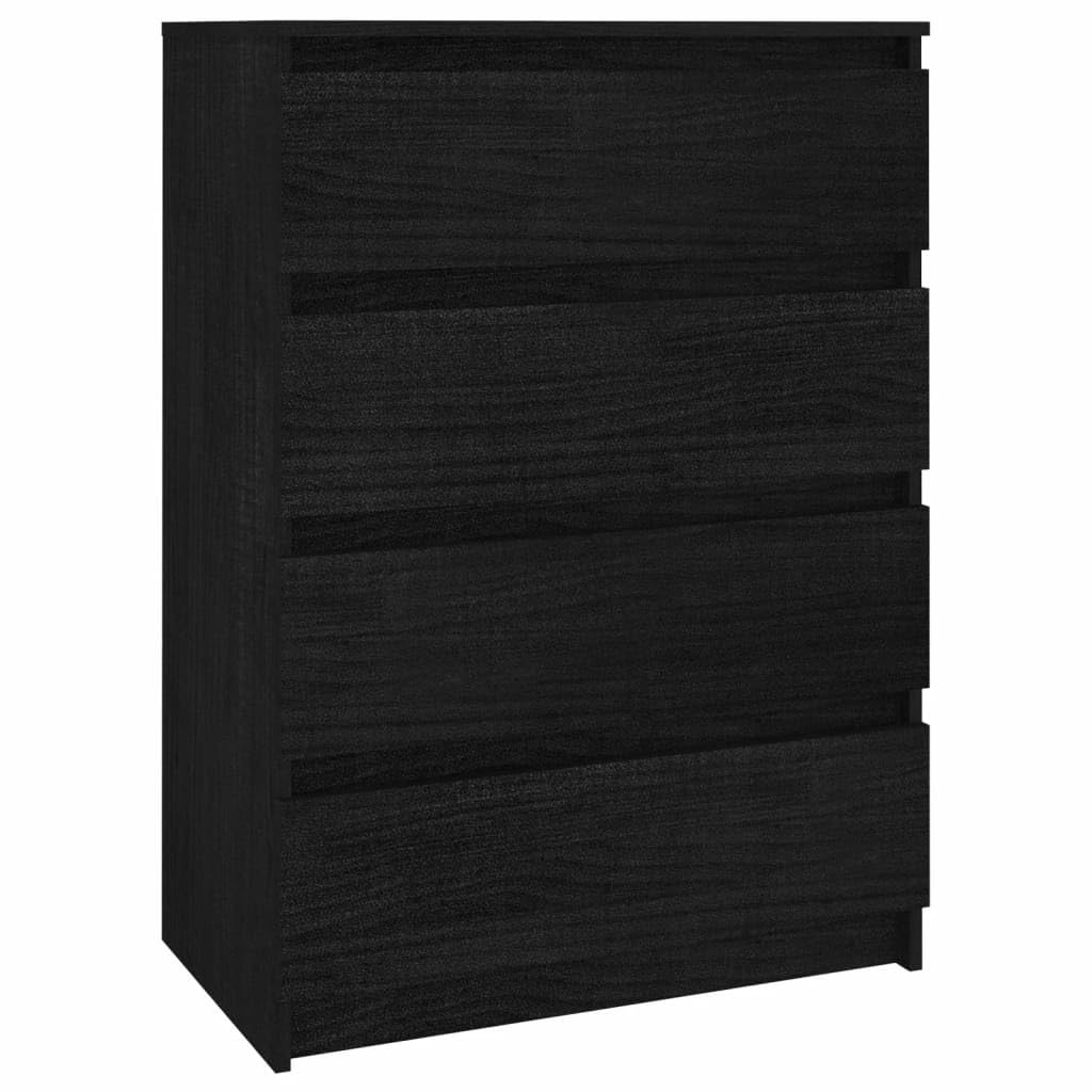 vidaXL Side Cabinet Black 23.6&quot;x14.2&quot;x33.1&quot; Solid Pinewood