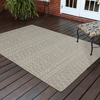 HomeRoots Grey Polypropylene 3’x5’ Gray and Ivory Geometric Indoor Outdoor Area Rug