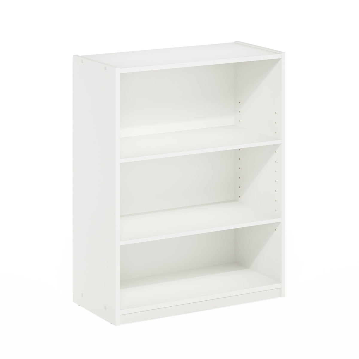 Furinno Gehry 3-Tier Bookcase, Bookshelf with Adjustable Shelves, White