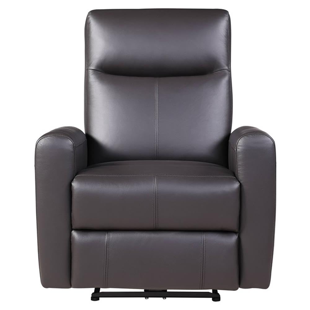 Acme Blane Tufted Leather Upholstered Power Motion Recliner in Brown