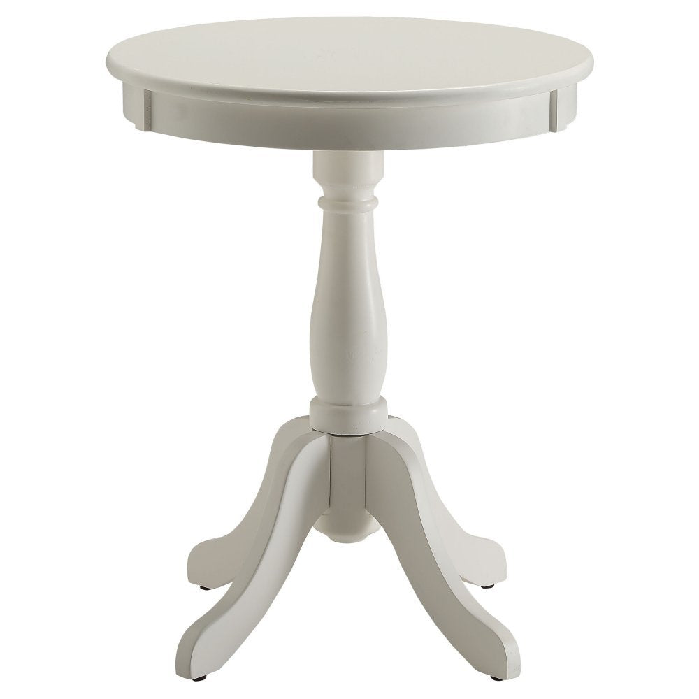 Acme Alger Round Wooden End Table In White