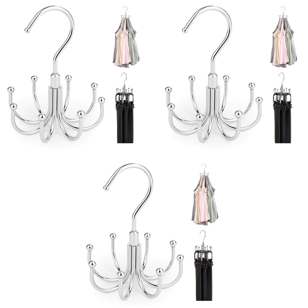 Hasthip Rotatable Tie Organizer Tank Top Hanger With 8 Hooks Space Saving Wardrobe Hats Bra Underwear For Home Closet Clothing S