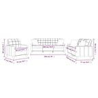 vidaXL Faux Leather 3-Piece Sofa Set in Black - Modern Design Living Room Seating with Cushions and Sturdy Metal Frame