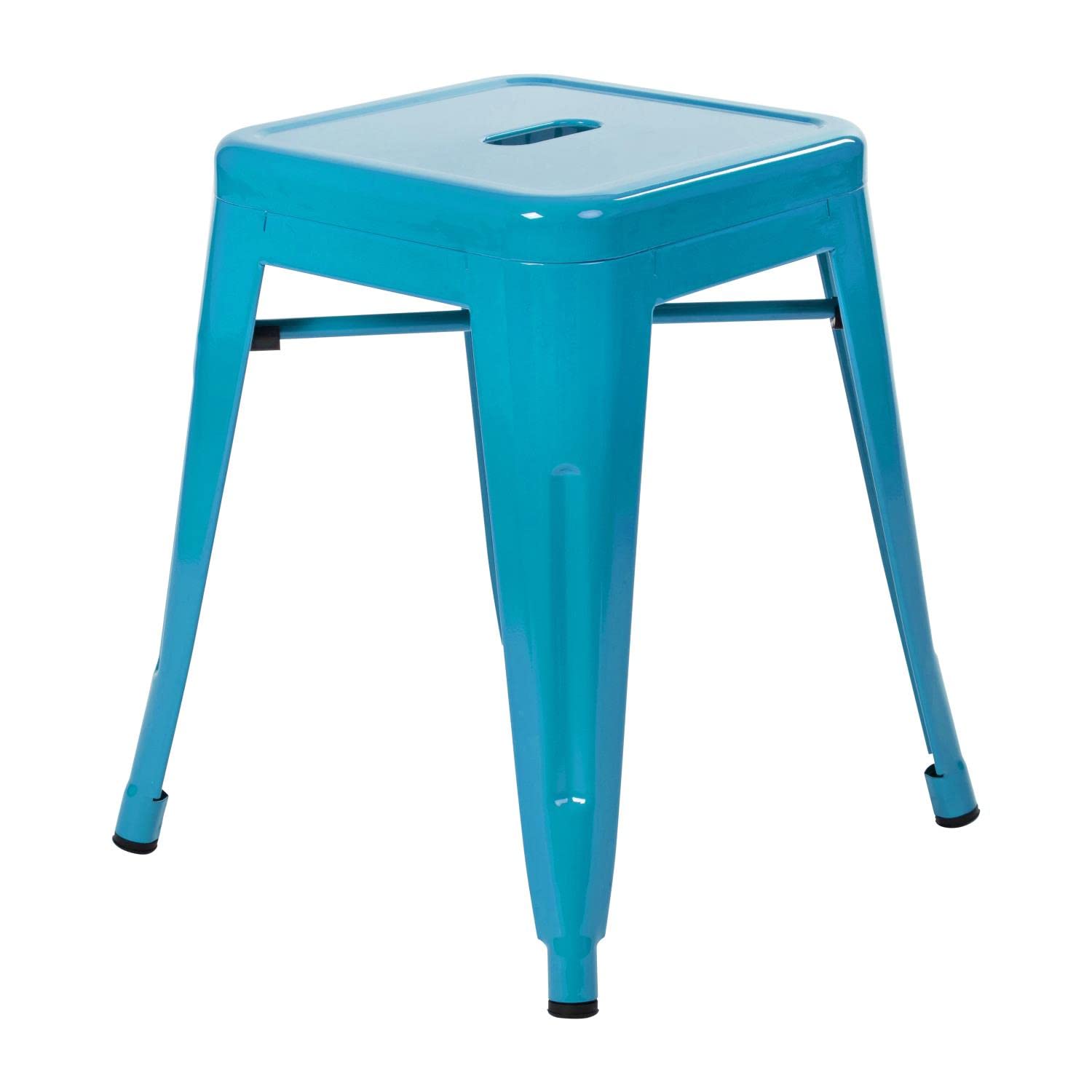 Flash Furniture Metal Dining Table Height Stool - Backless Teal Kai Commercial Grade Stool - 18 Inch Stackable Dining Chair - Set of 4