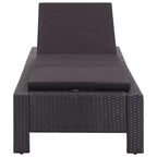 vidaXL Sunbed in Black Poly Rattan with Cushion - Adjustable, Weather-Resistant Outdoor Lounger for Patio, Poolside, Campsite Relaxing Furniture