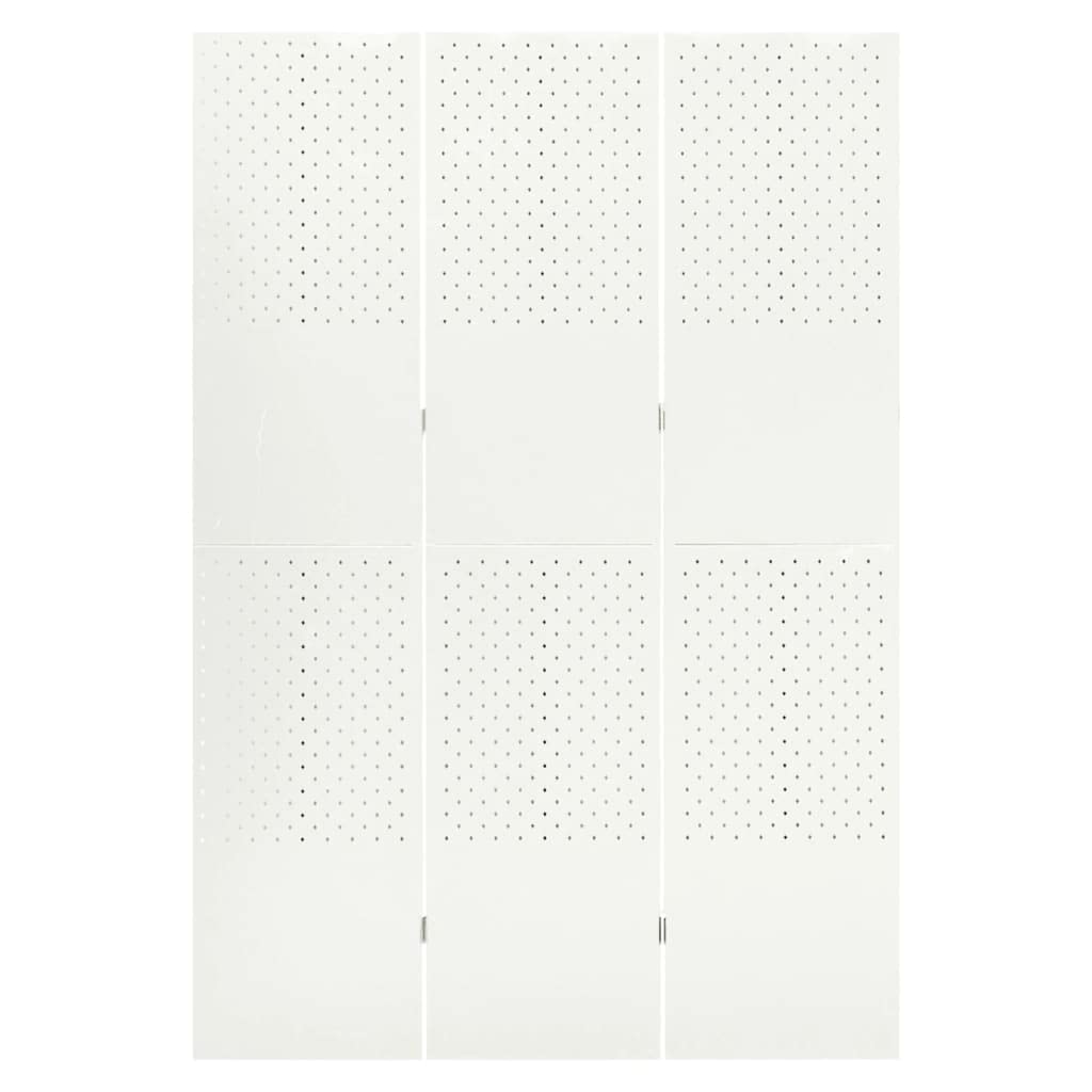vidaXL 3-Panel Room Divider in White - 47.2"x70.9", Durable Steel Partition Screen with Rubber feet, Versatile for Bedroom, Dining Room & Living Room Decoration