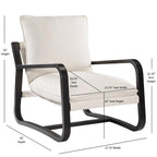 Comfort Pointe Sling Chair Upholstered in Oatmeal White Fabric with Metal Frame