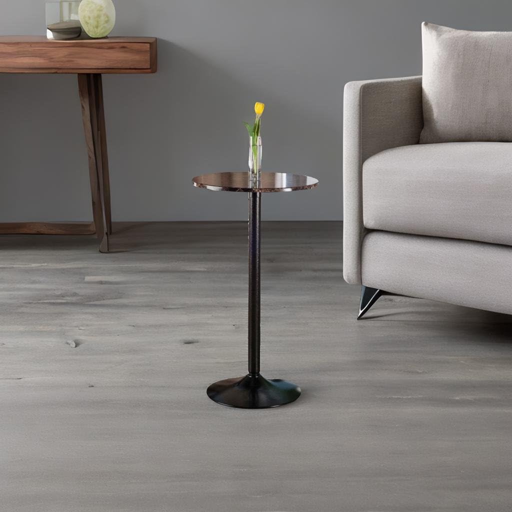 Ergode Wood Cora Pub Table | Stylish & Compact | Faux Marble Top | Black Base | Easy to Clean | Minimal Assembly | 23.6' Circumference | 39.76' H (76124-VV)