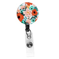 Retractable Badge Reel Alligator Clip 24 In Nylon Cord, Nurse Badge Holder, Badge Id Clip Office Employee Name Badge-Trendy Flor