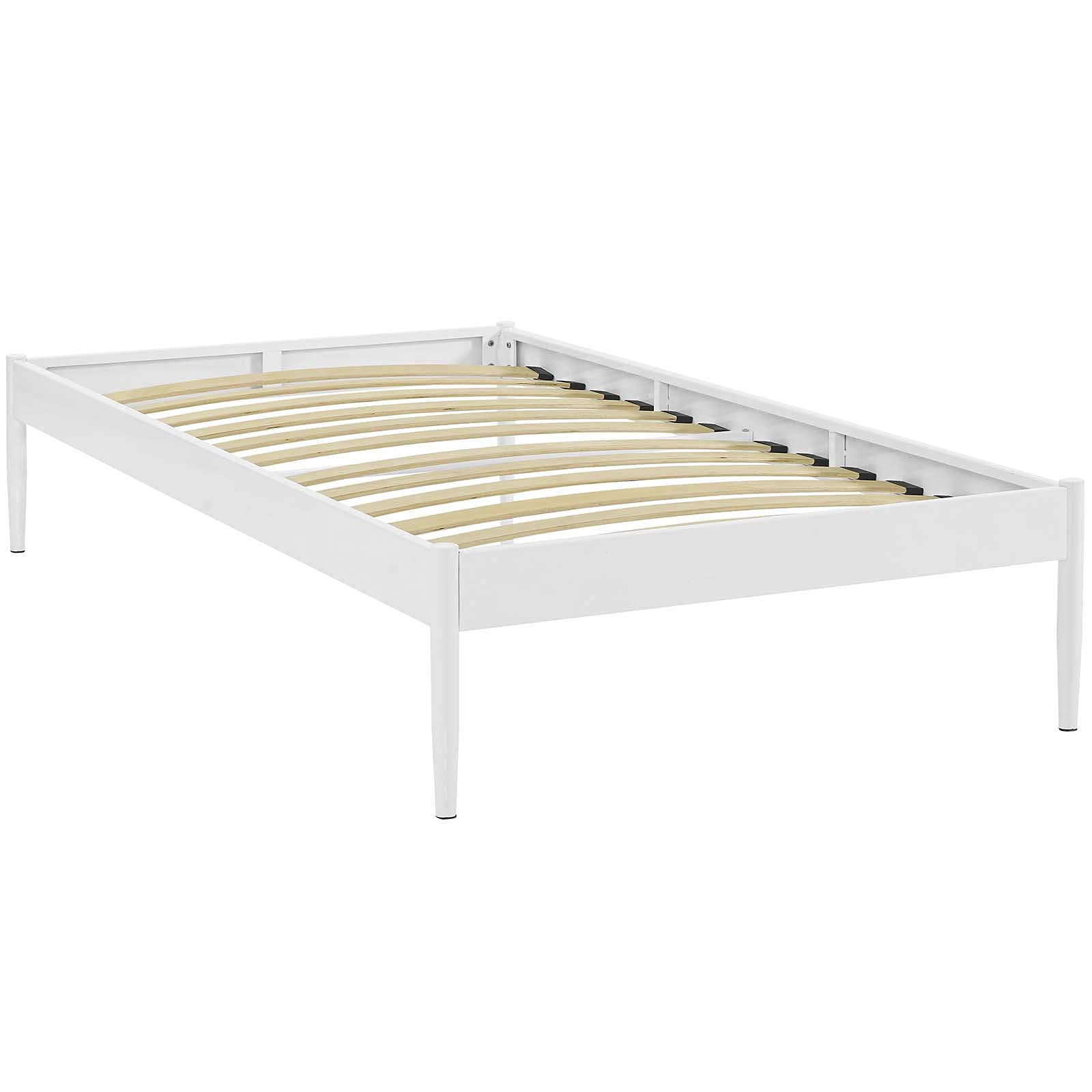 Modway Elsie Modern Metal Twin Platform Bed Frame Mattress Foundation With Slat Support In White