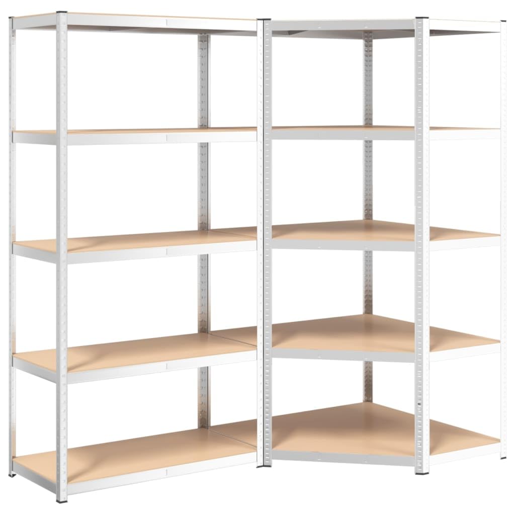 Vidaxl Silver Galvanized Steel & Engineered Wood 5-Layer Shelves - Adjustable, High Load Capacity Storage Racks With Steel Frames And Moisture-Resistant Engineered Wood Boards