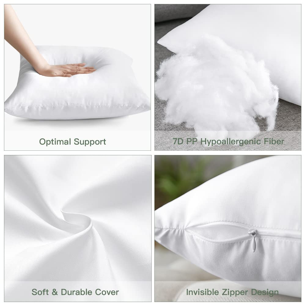 Otostar Pack Of 2 Throw Pillow Inserts, 24 X 24 Square Cushion Inner Soft Fluffy Plump Stuffer Cushion Pads White Decorative Pillow Inserts