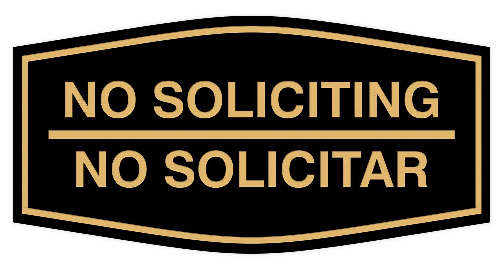 Signs Bylita Fancy No Soliciting No Solicitar Sign (Black/Gold) - Small 1 Pack