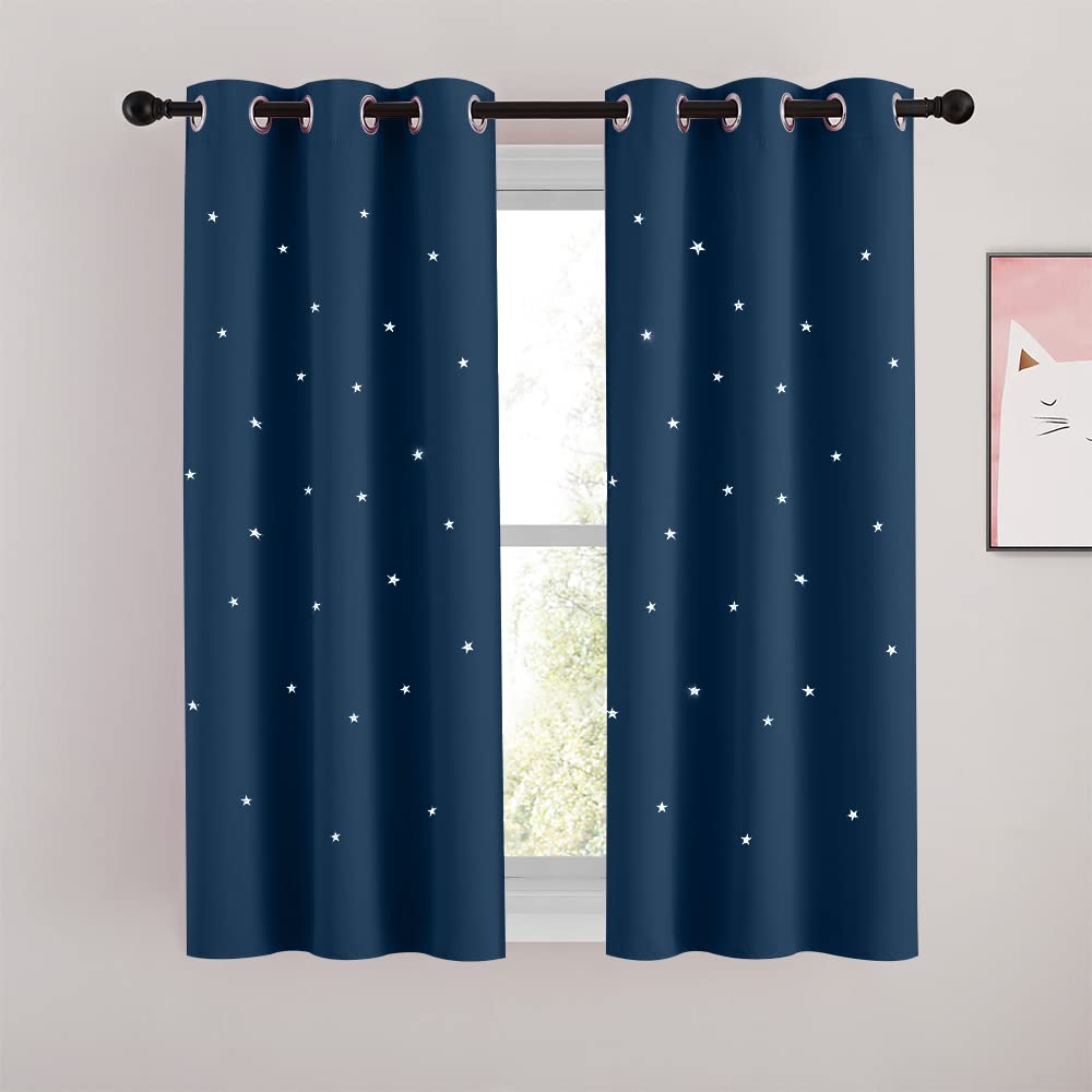 Nicetown Kids Blackout Curtains For Boys Bedroom, Grommet Thermal Insulated Star Cutout Room Darkening Curtains For Living Room,