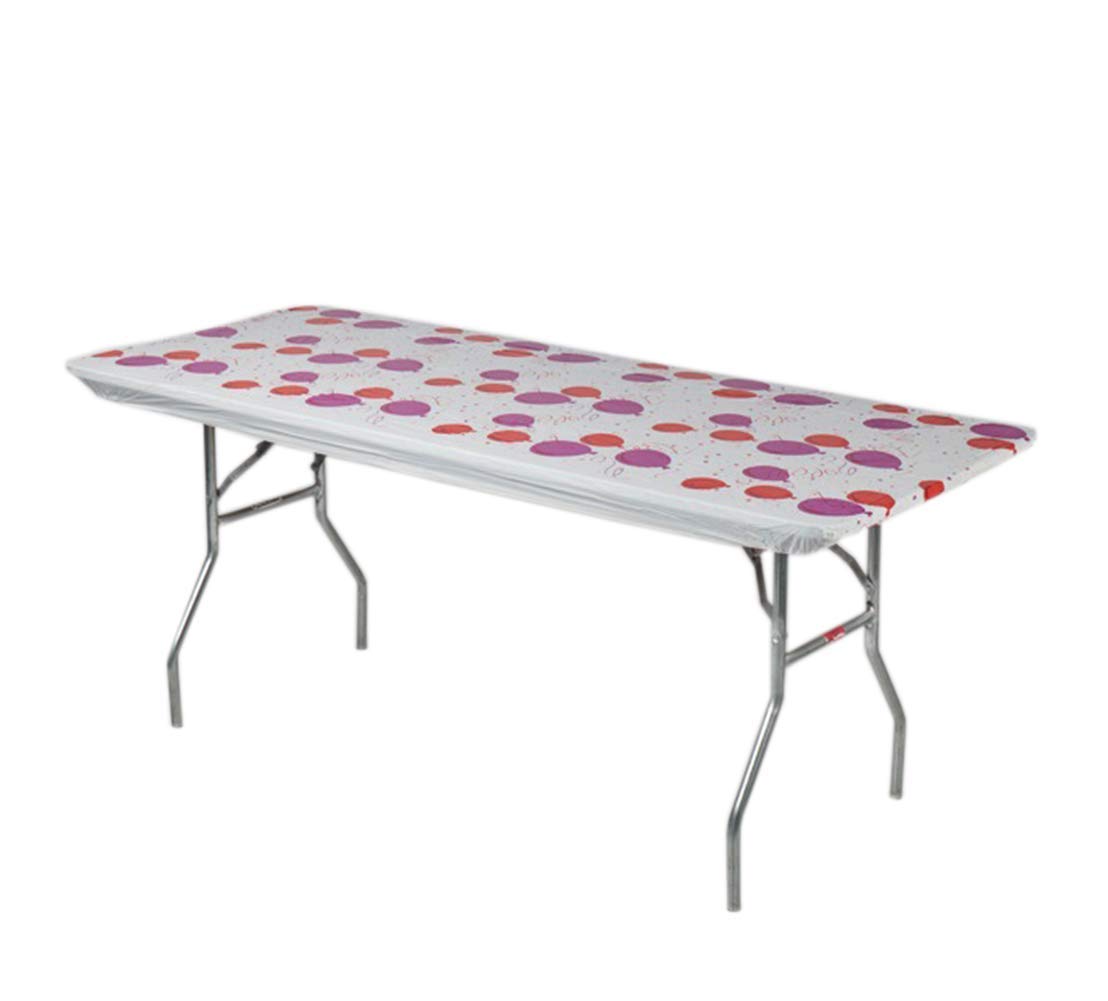 Kwik-Covers 8 ' Rectangle Plastic Table Covers 30 ' X 96 ', Bundle Of 5 (Celebration)